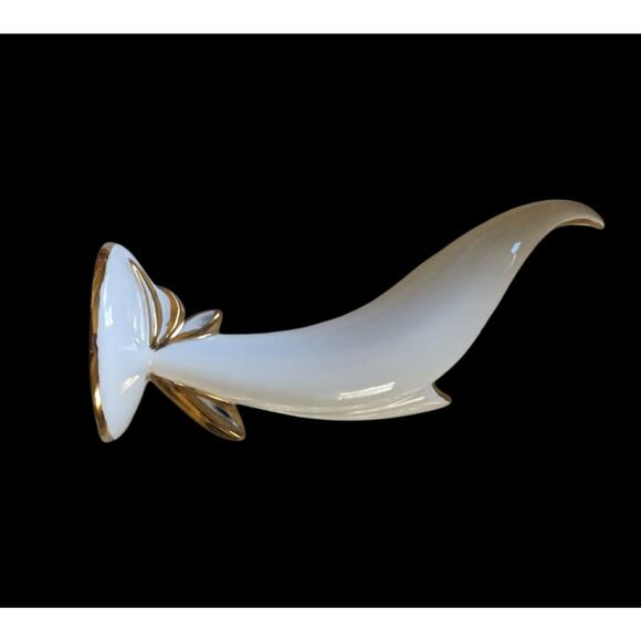 Bird Of‎ Paradise Ceramic Vase Vintage 1961 Signed Cream Gold Trim Object d' Art - Picture 2 of 6